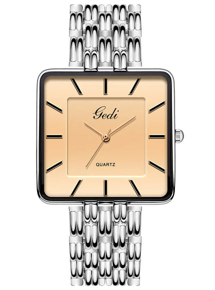 KissICON Silver-men KissIcon Men Square Business Watch - Waterproof Stainless
