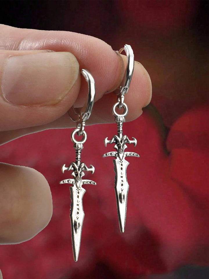 Y2K Thorn Rose  Cross Beaded Hoop Earrings