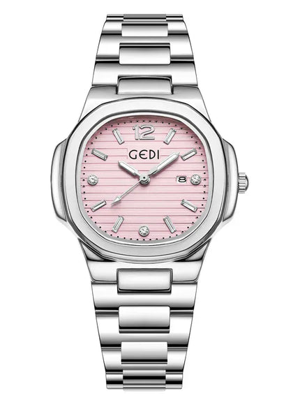 KissICON Silver pink 💋 Light Luxury Women Watch Stainless Steel Strap