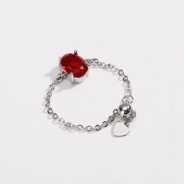 KissICON silver red / resizable Delicate Adjustable Bling Oval Ring – CZ Sparkle