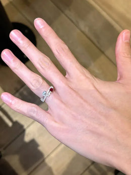 KissICON Silver / resizable Classic Fresh Elegant Ring with Red Diamonds Unique Light Luxury Interlocking Design Rings for Women Party Jewelry Gifts