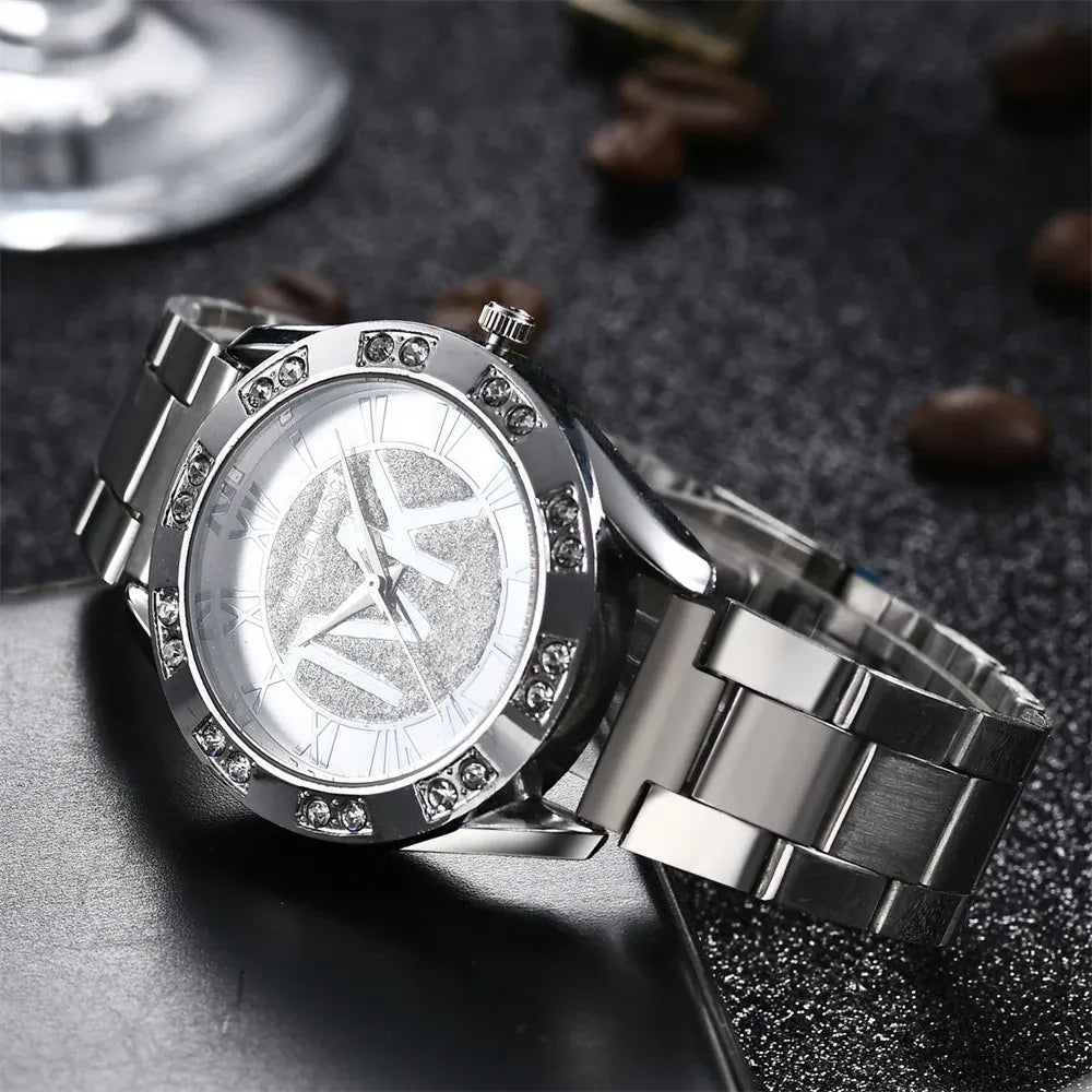 KissICON Silver UTHAI Women's Diamond Set Quartz Watch - TVK