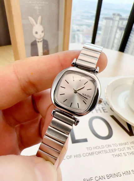 KissICON Silver white KissIcon College Style Watch Women Square Small Dial