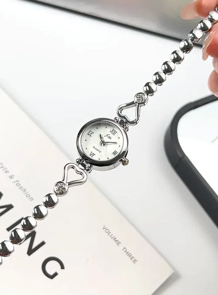KissICON Silver White KissIcon Rose Love Bracelet Watch - Compact Exquisite