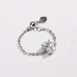 KissICON silver white / resizable Delicate Adjustable Bling Oval Ring – CZ Sparkle