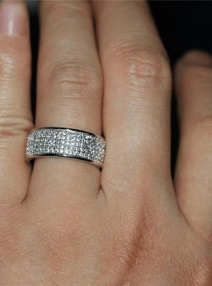 KissICON Silver Zircon Ring – Men Durable Stainless