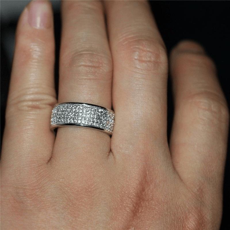 KissICON Silver Zircon Ring – Men Durable Stainless