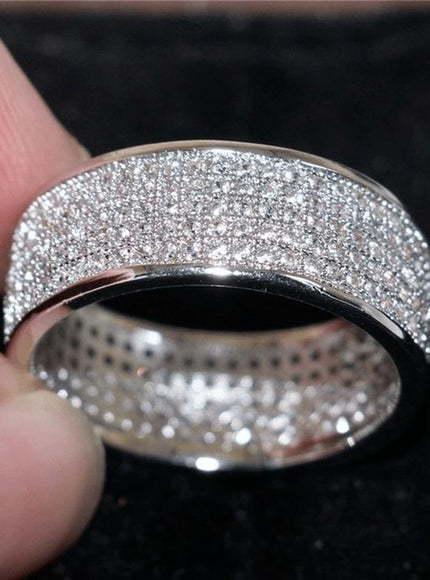 KissICON Silver Zircon Ring – Men Durable Stainless