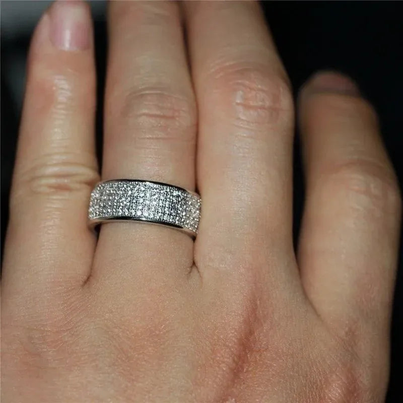 KissICON Silver Zircon Ring – Men Durable Stainless