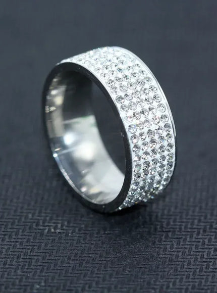 KissICON Silver Zircon Ring – Men Durable Stainless