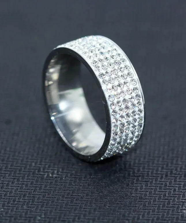 KissICON Silver Zircon Ring – Men Durable Stainless