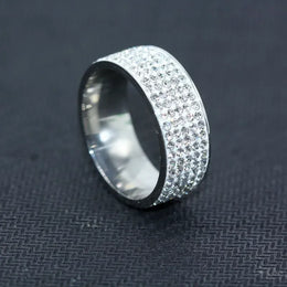 KissICON Silver Zircon Ring – Men Durable Stainless