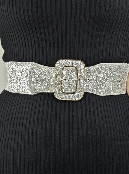 jkthpu-45 Silvery / 1XL Chic Shiny Casual Business Womens Belt for Everyday Dresses