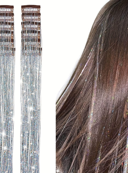 KissICON Silvery / 20inch KissIcon Hair Tinsel Clip In Extensions - Heat