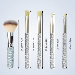 KissICON Silvery / 5pcs Princess Rose Glitter Rhinestone Makeup Brush Set – 5pcs