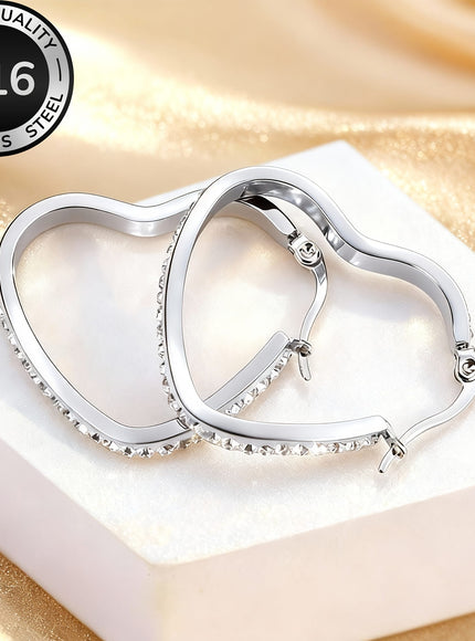 jkthpu-45 Silvery Elegant 18K Gold Heart Earrings Daily Comfort Perfect Gift