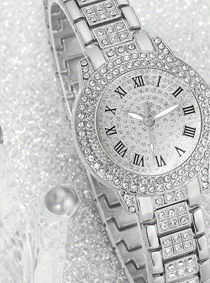jkthpu-45 Silvery 💋 Elegant Silvery Watch Set - Stunning Jewelry Gift