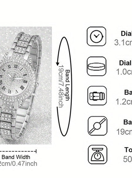 jkthpu-45 Silvery 💋 Elegant Silvery Watch Set - Stunning Jewelry Gift