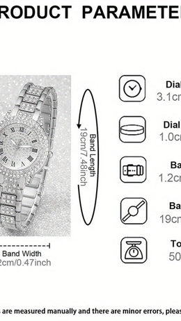 jkthpu-45 Silvery 💋 Elegant Silvery Watch Set - Stunning Jewelry Gift