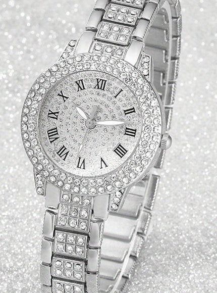 jkthpu-45 Silvery 💋 Elegant Silvery Watch Set - Stunning Jewelry Gift
