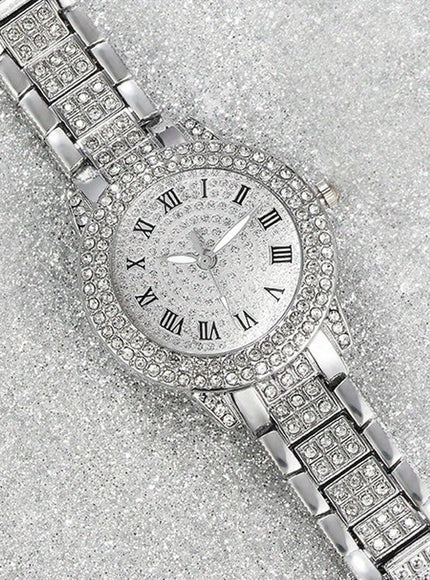 jkthpu-45 Silvery 💋 Elegant Silvery Watch Set - Stunning Jewelry Gift