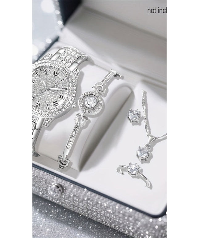 jkthpu-45 Silvery 💋 Elegant Silvery Watch Set - Stunning Jewelry Gift