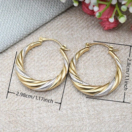 jkthpu-45 Silvery & Golden KissIcon Copper Hoop Earrings for Women - Two Tone Twist
