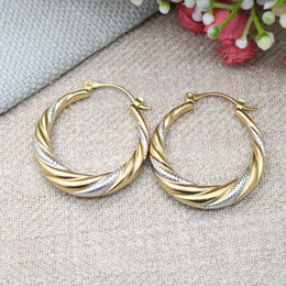 jkthpu-45 Silvery & Golden KissIcon Copper Hoop Earrings for Women - Two Tone Twist