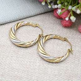 jkthpu-45 Silvery & Golden KissIcon Copper Hoop Earrings for Women - Two Tone Twist