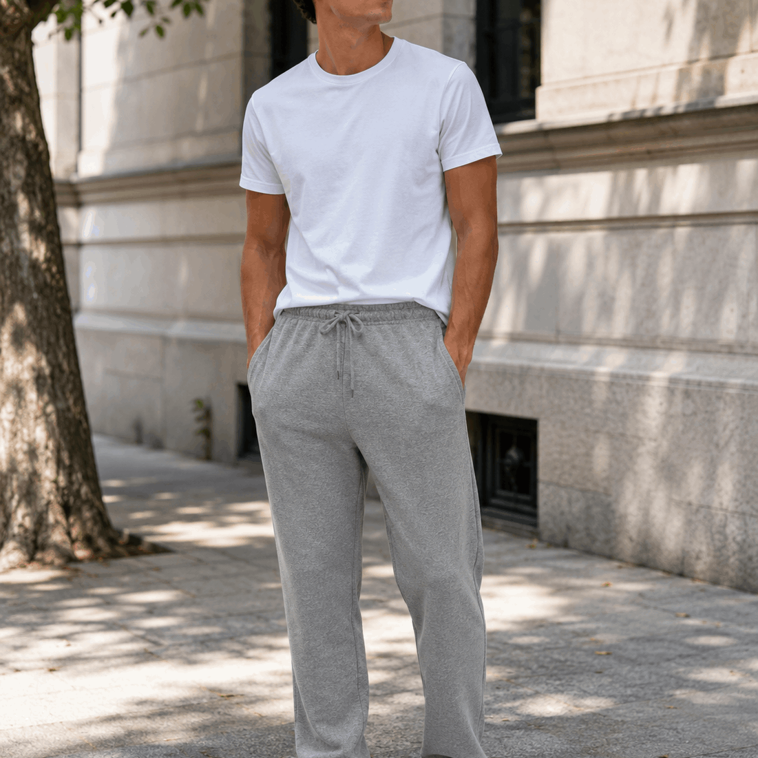 KissICON Silvery Grey / 4XL Mens Comfy Fleece Joggers with Zip Pockets