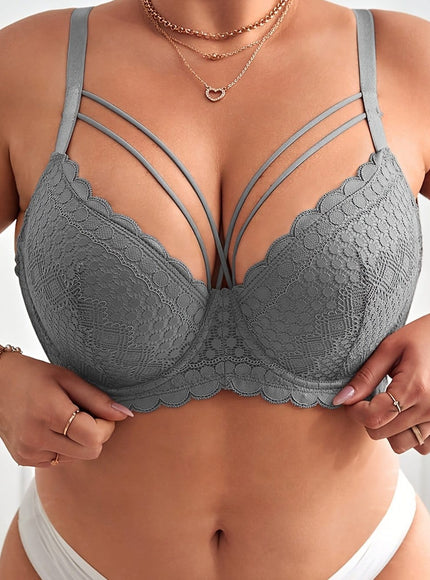 KissICON Silvery Grey / EU 85C Women's Curve Underwire Push-up Bra – Lace Trim Adjustable