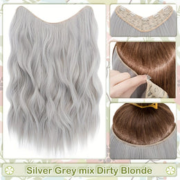 KissICON Silvery Grey mix Dirty Blonde / 18inch KissIcon 18 Inch Clip In Hair Extensions -