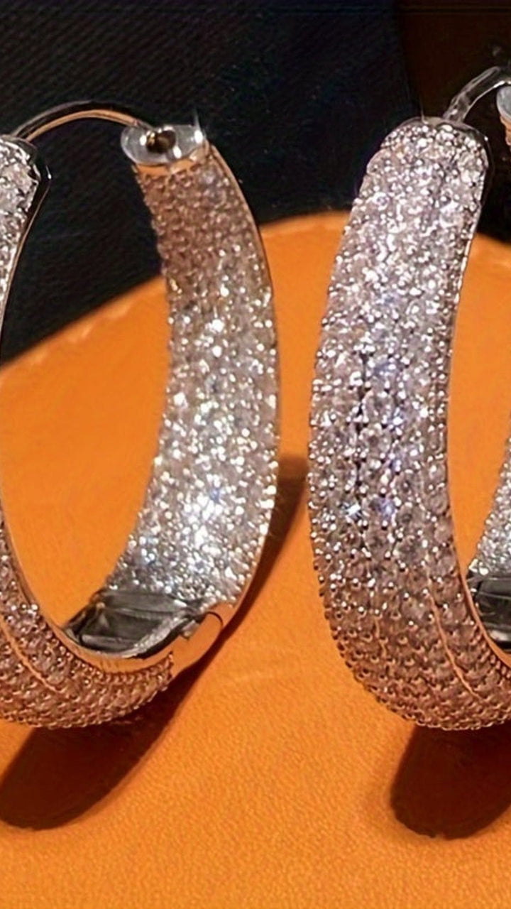KissIcon Luxurious Sparkling Zirconia Hoops Elegant Shine