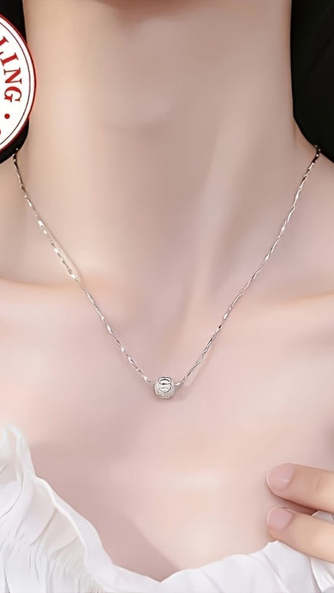 jkthpu-45 (Silvery) KissIcon S925 Lucky Bead Silver Necklace Birthstone - Luxe