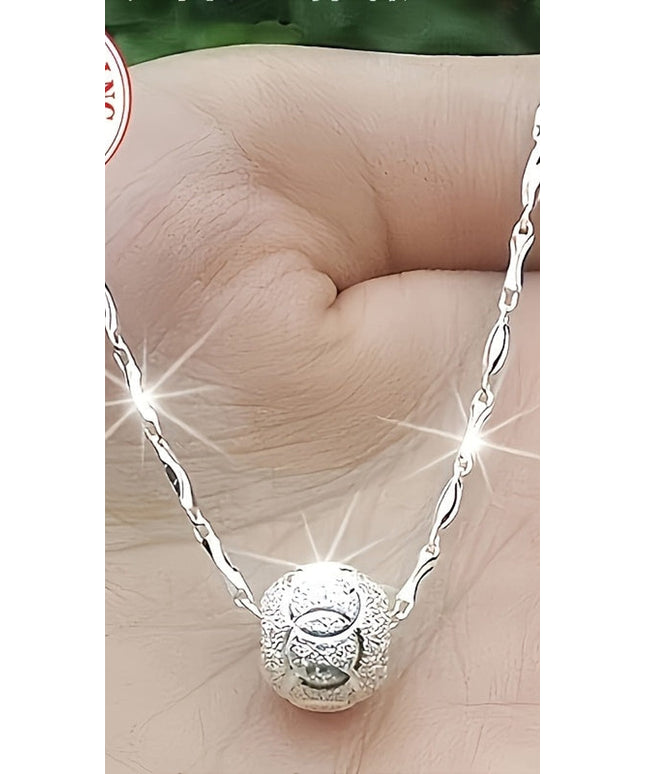 jkthpu-45 (Silvery) KissIcon S925 Lucky Bead Silver Necklace Birthstone - Luxe