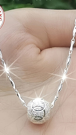 jkthpu-45 (Silvery) KissIcon S925 Lucky Bead Silver Necklace Birthstone - Luxe