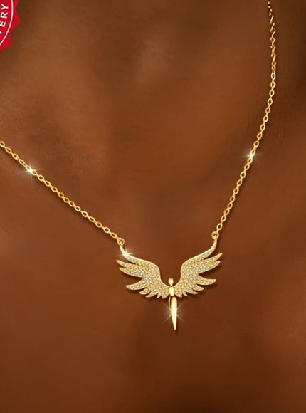 jkthpu-45 Silvery KissIcon S925 Silver Angel Wings Necklace - CZ Luxury