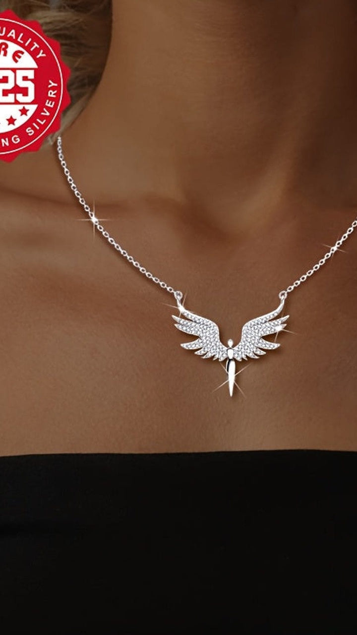 KissIcon S925 Silver Angel Wings Necklace - CZ Luxury