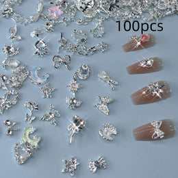 KissICON Silvery Mixed Set KissIcon Metal Nail Art Set 100pcs Mixed Flower