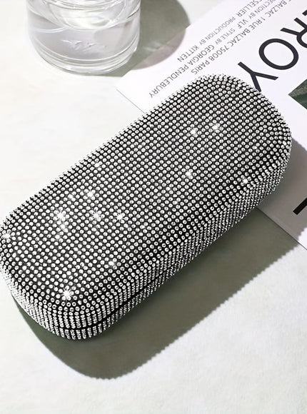 KissICON Silvery Rhinestone Glasses Case – Portable Storage