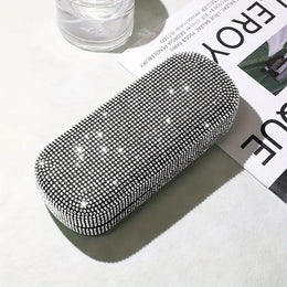 KissICON Silvery Rhinestone Glasses Case – Portable Storage