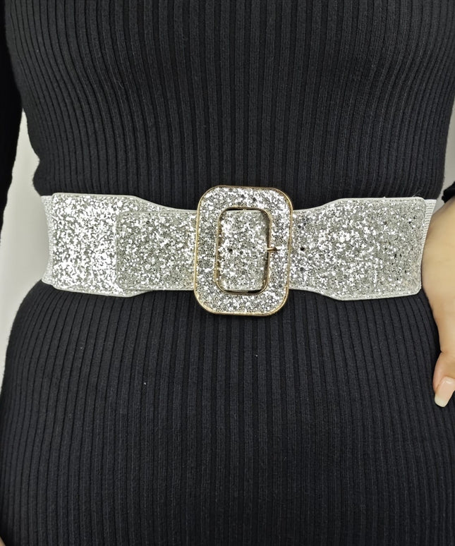 jkthpu-45 Silvery / S Chic Shiny Casual Business Womens Belt for Everyday Dresses