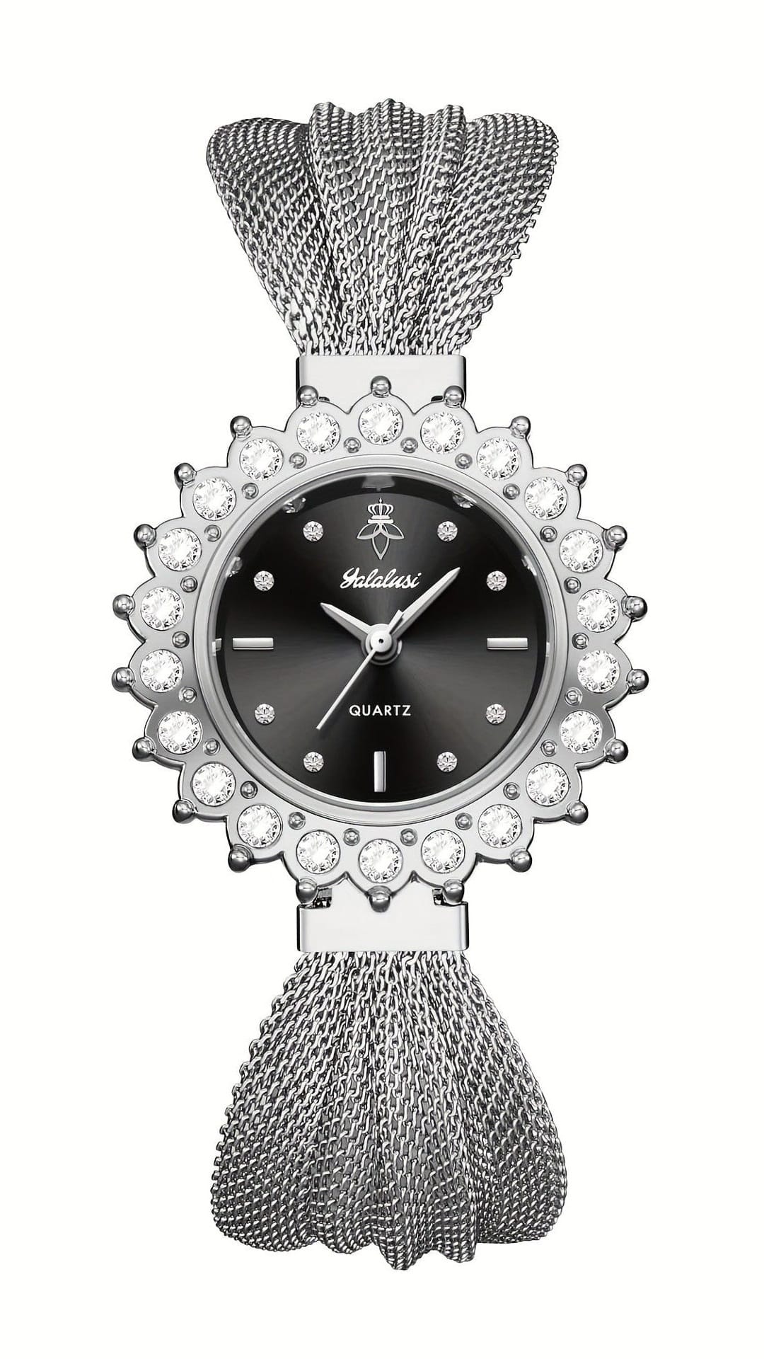 jkthpu-45 Silvery Shell -Black Face KissIcon Retro Skeleton Watch Gold Dial Black Strap - Chic