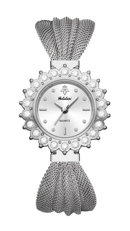 jkthpu-45 Silvery Shell - White Face KissIcon Retro Skeleton Watch Gold Dial Black Strap - Chic