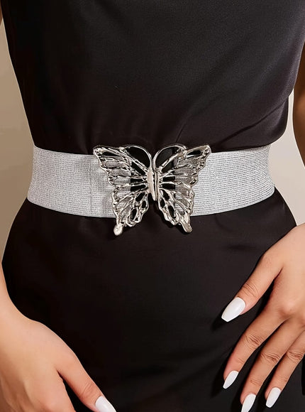 jkthpu-45 Silvery Silvery buckle / 2XL Elegant Adjustable Elastic Waist Belt Chic Fashion Accessory
