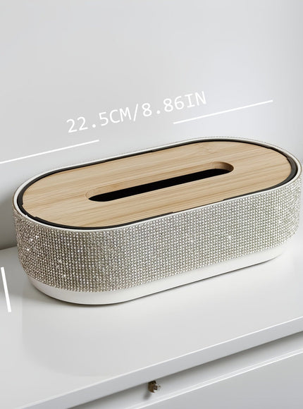 KissICON Silvery Sparkling Rhinestone Bling Handcrafted Tissue Box – Gift