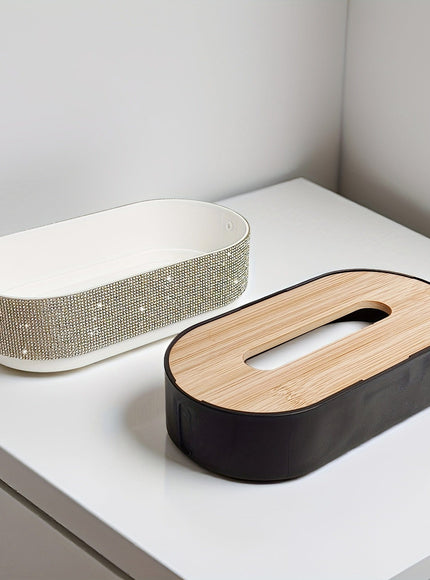 KissICON Silvery Sparkling Rhinestone Bling Handcrafted Tissue Box – Gift