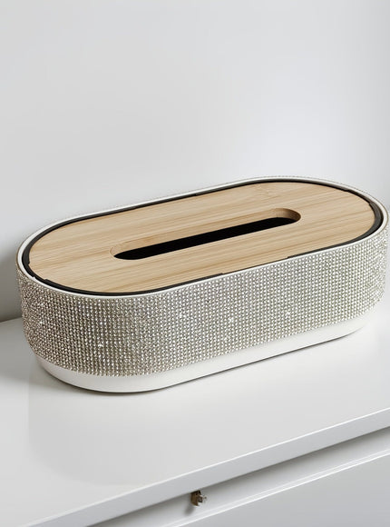 KissICON Silvery Sparkling Rhinestone Bling Handcrafted Tissue Box – Gift
