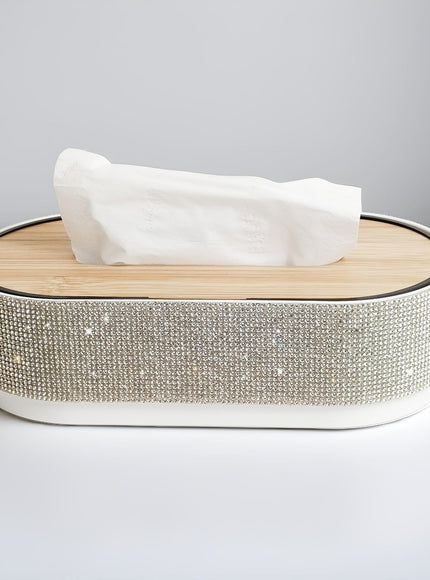 KissICON Silvery Sparkling Rhinestone Bling Handcrafted Tissue Box – Gift