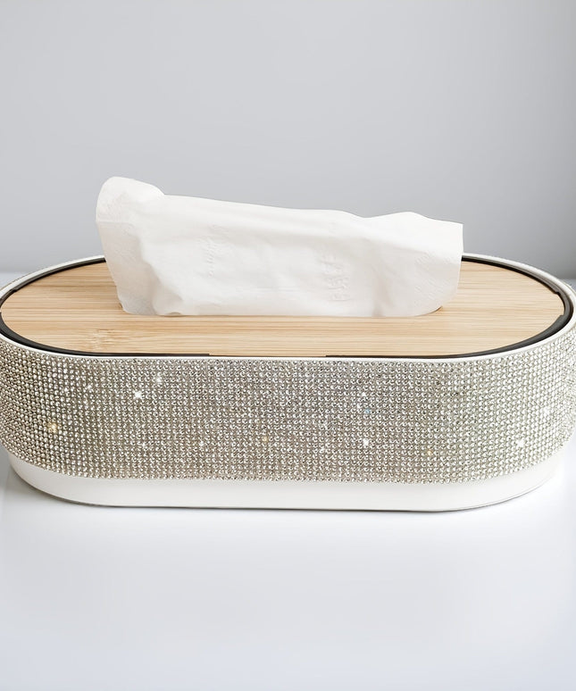 KissICON Silvery Sparkling Rhinestone Bling Handcrafted Tissue Box – Gift